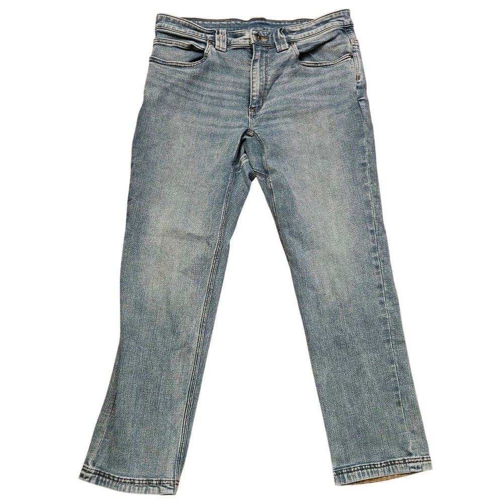 Duluth Trading Co Ballroom DoubleFlex Slim Fit Jeans 34x30 Light Wash Blue Men